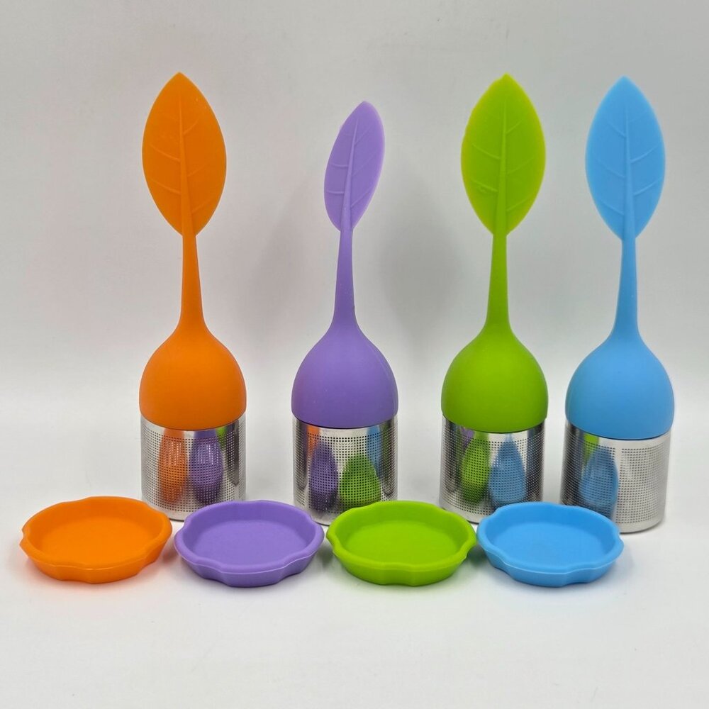 Fine Mesh Loose Leaf Tea Filter Set of 4 Steeper with Silicone Handles - Picture 2 of 9